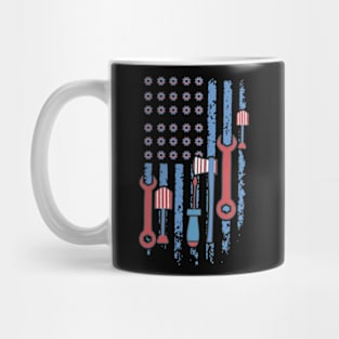 America Flag with working tools laborer happy labor day tee Mug